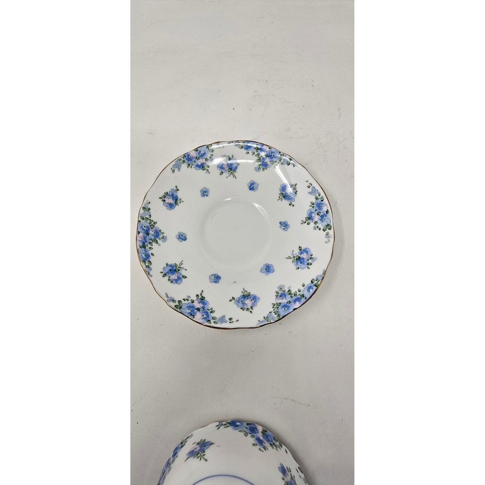 Vtg Crown staffordshire tea cup and saucer in Forget Me Not Bone China - Picture 6 of 7